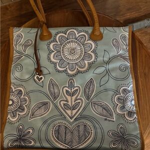 Brighton Turquoise, Navy, and Tan Floral Tote